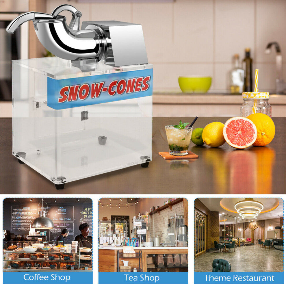 Costway Electric Snow Cone Machine Ice Shaver Maker Shaving Crusher Dual Blades