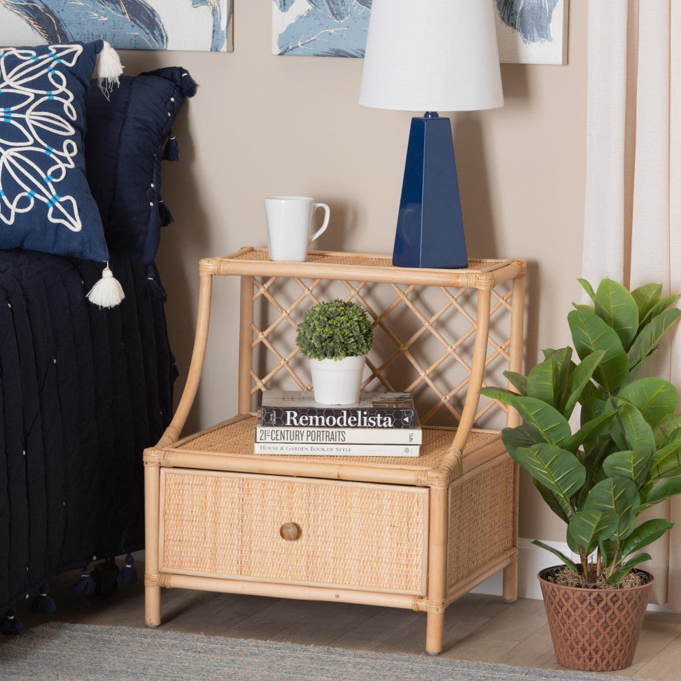 Evita Rattan 1-Drawer Nightstand