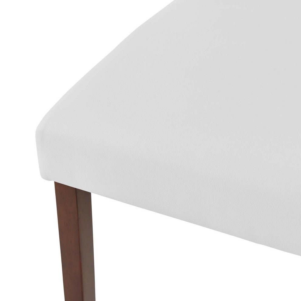 Side Dining Chair and Table Set, Faux Leather, Drak Brown White, Modern, Bistro