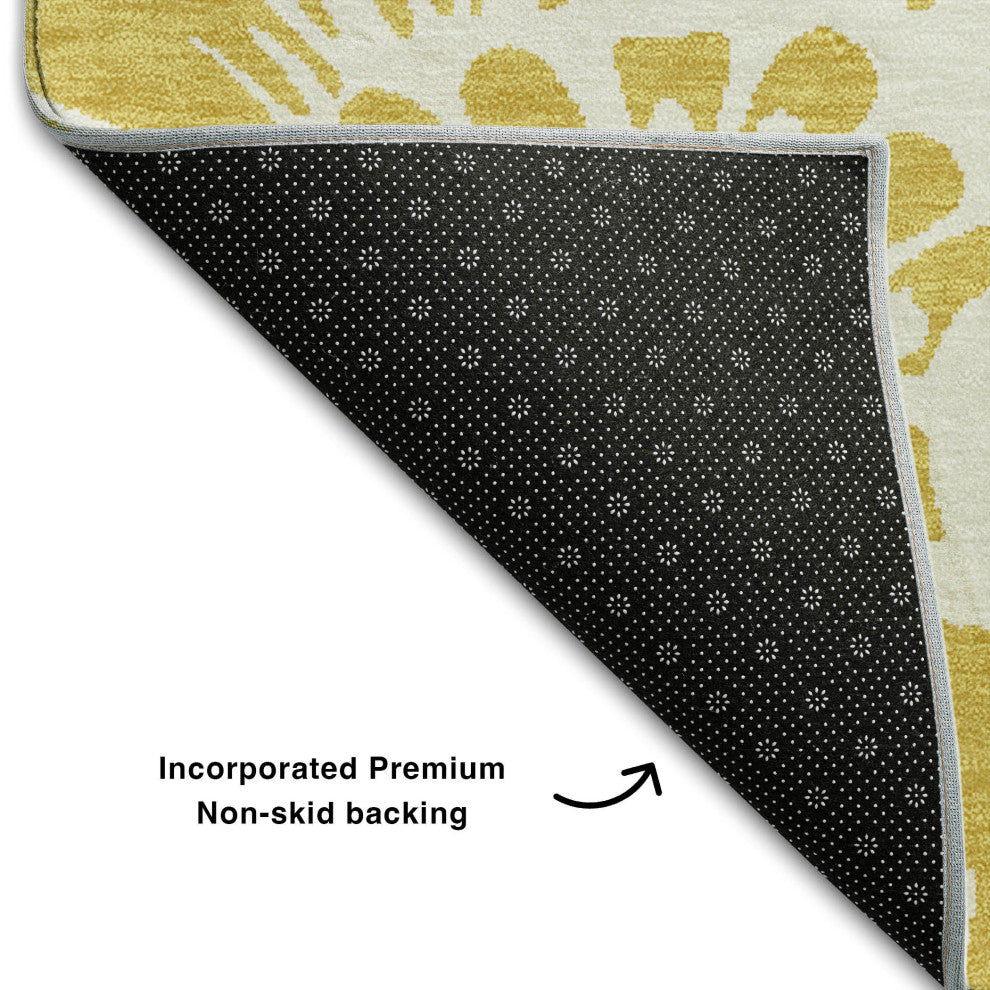Premium Machine Washable Mayfield AMF551 Gold 2'3" x 7'6" Runner Rug