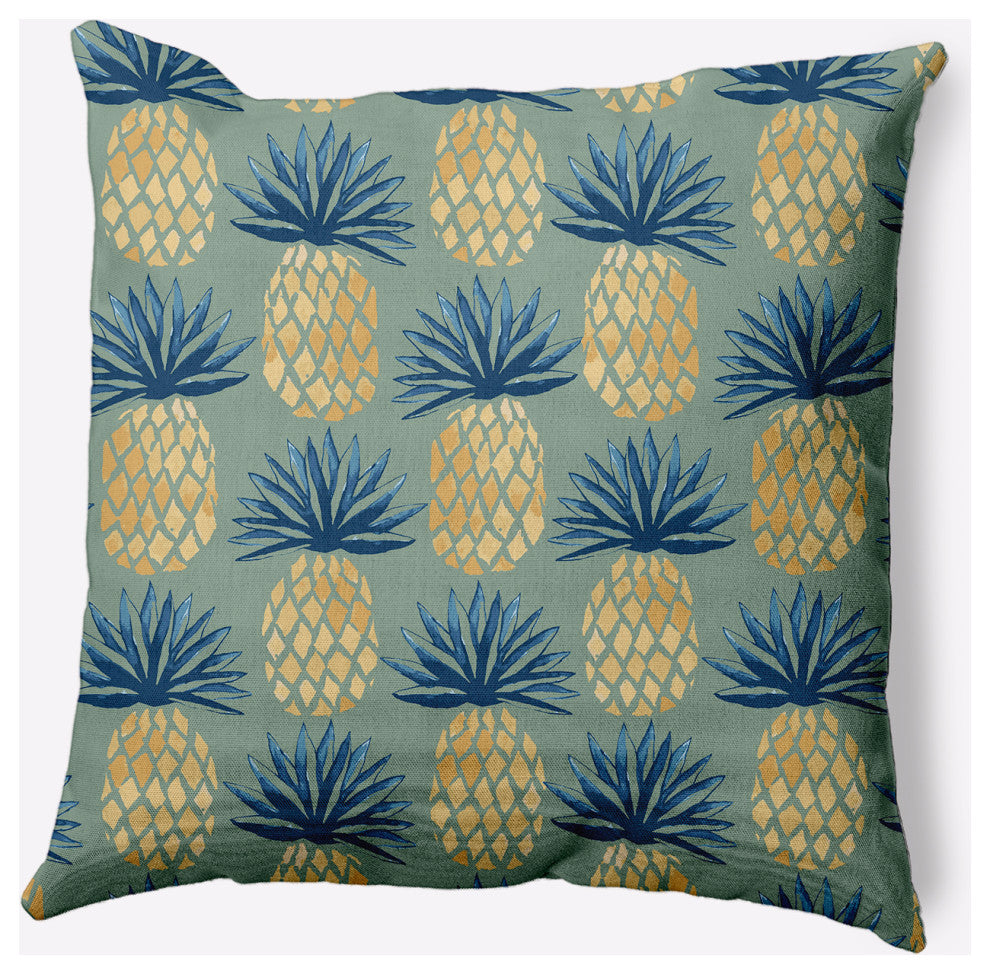 18x18" Pineapple Stripes Nautical Decorative Indoor Pillow, Sage
