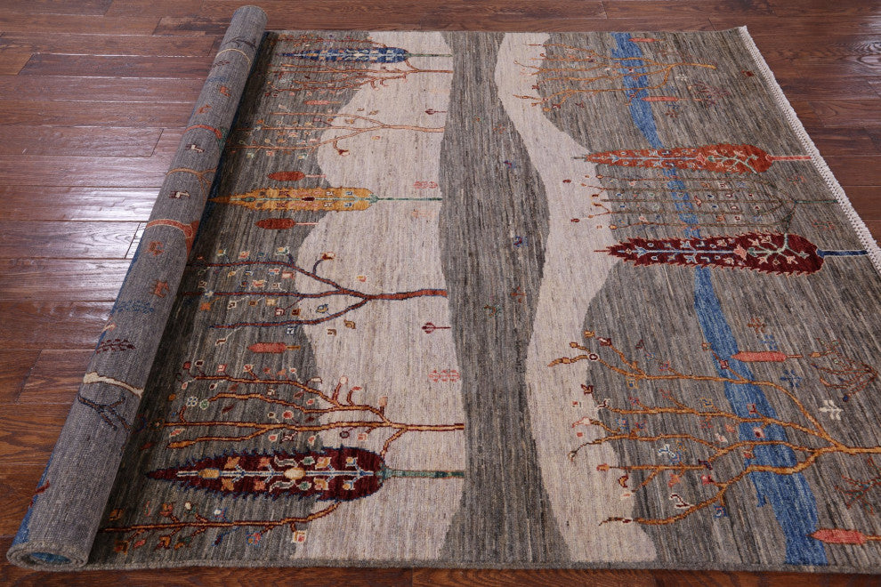 5' 8" X 7' 11" Persian Gabbeh Tribal Hand-Knotted Rug Q7304
