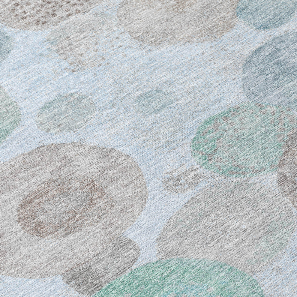 Machine Washable Indoor/Outdoor Chantille ACN1896 Sky 8' x 8' Round Rug