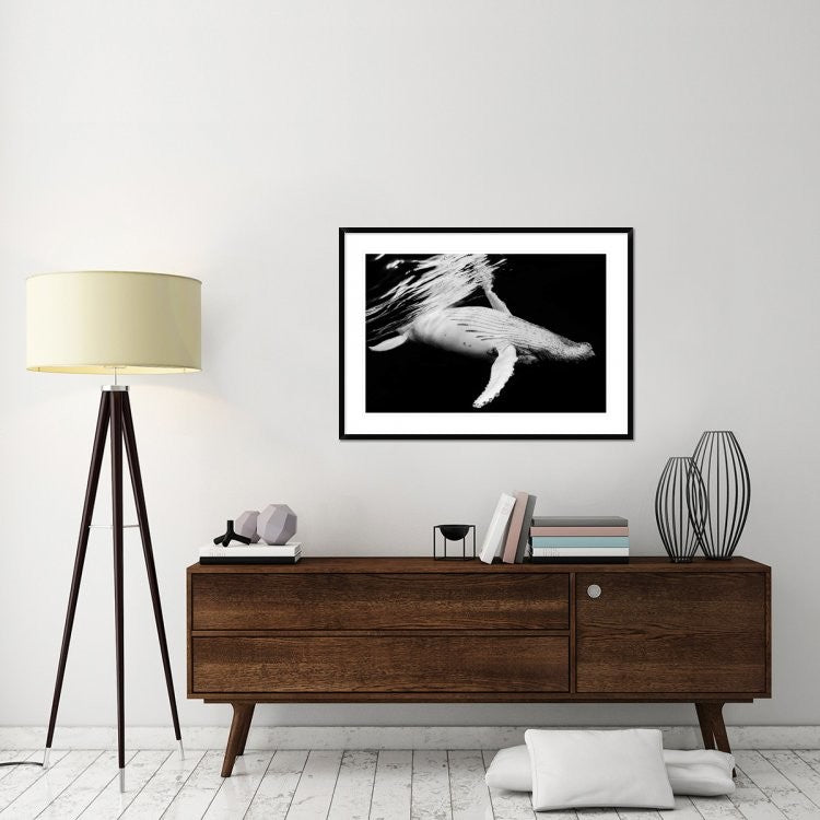 "Black and Whale" Framed Digital Print by Barathieu Gabriel, 44x32"