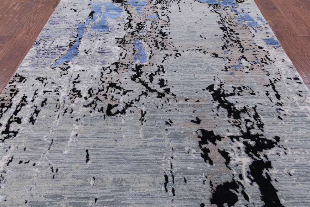 Modern Handmade Wool and Silk Rug 6' 0" X 9' 1"- Q7108
