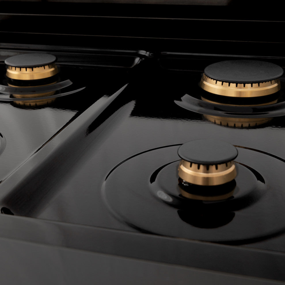 ZLINE 36" Dual Fuel Range, Black Stainless With Champagne Bronze RABZ-36-CB