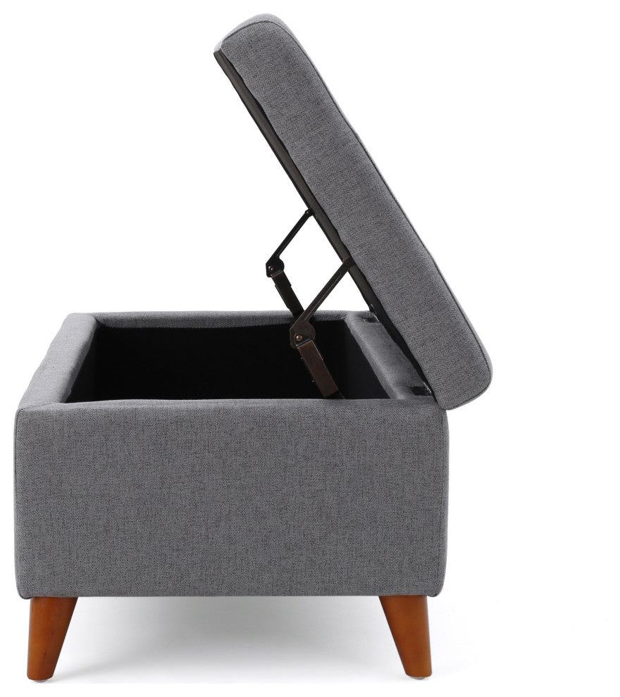 GDF Studio Katherine Tufted Fabric Storage Ottoman, Gray