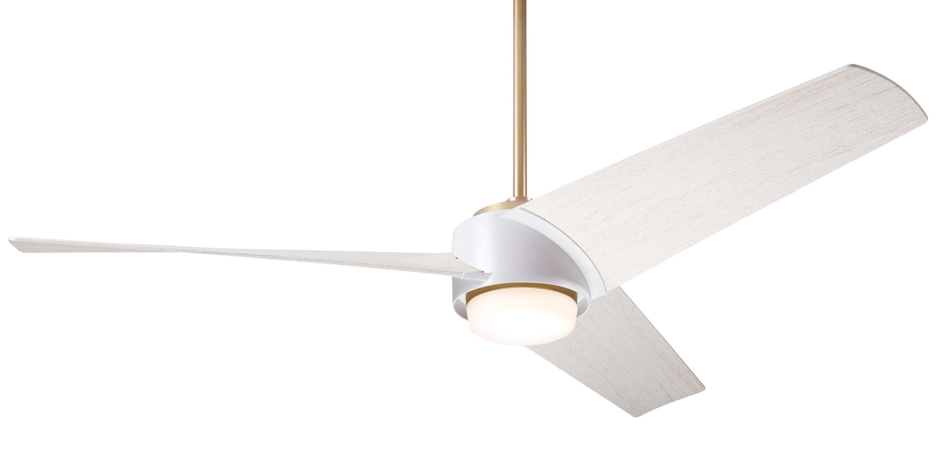 Ambit 56" Fan, Satin Brass and Matte White/Whitewash Blades, Light/Remote