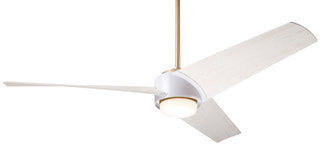 Ambit 56" Fan, Satin Brass and Matte White/Whitewash Blades, Light/Remote