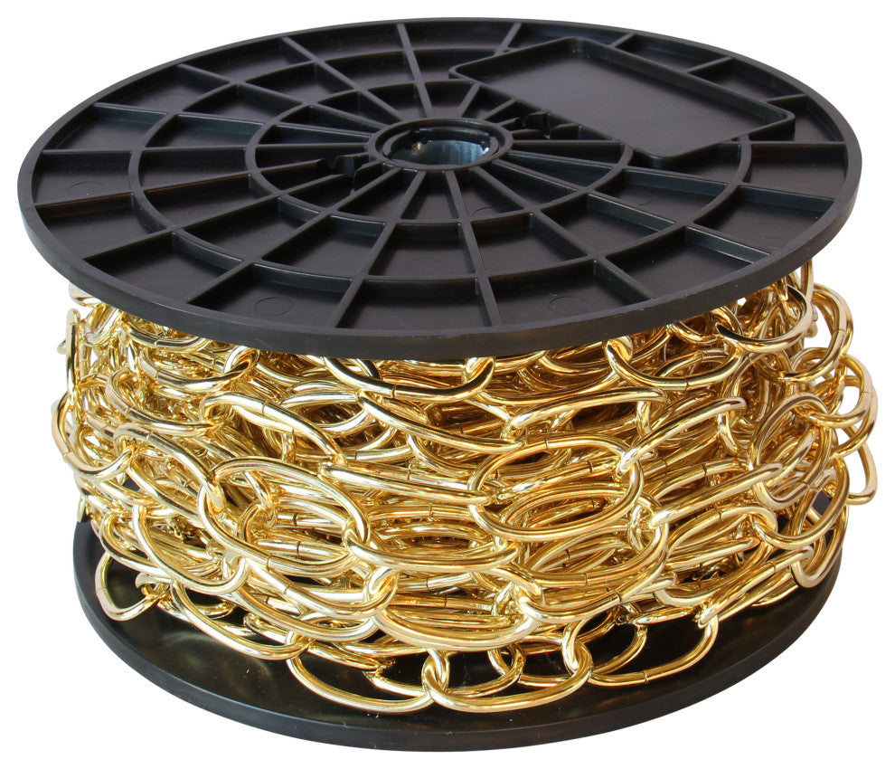 RCH Hardware Steel Standard Link Chandelier Chain, 65 Reel, Polished Brass, U38