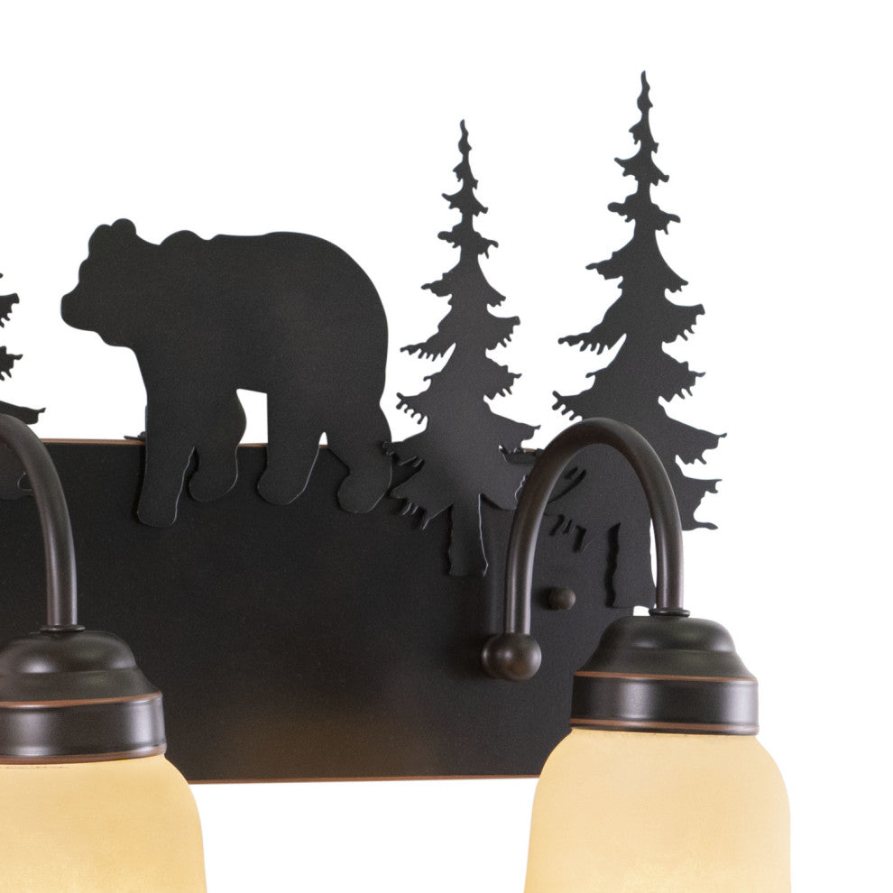 Bryce Bronze Rustic Bathroom Wall Fixture, Bear, 2-Light