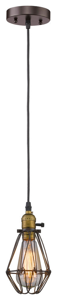 CHARLES Industrial-style 1 Light Rubbed Bronze Ceiling Mini Pendant 8inches Shad