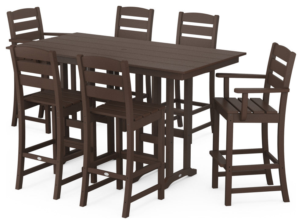 POLYWOOD Lakeside 7-Piece Bar Set, Mahogany