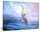 "Vessel in Blue Sea" Canvas Print