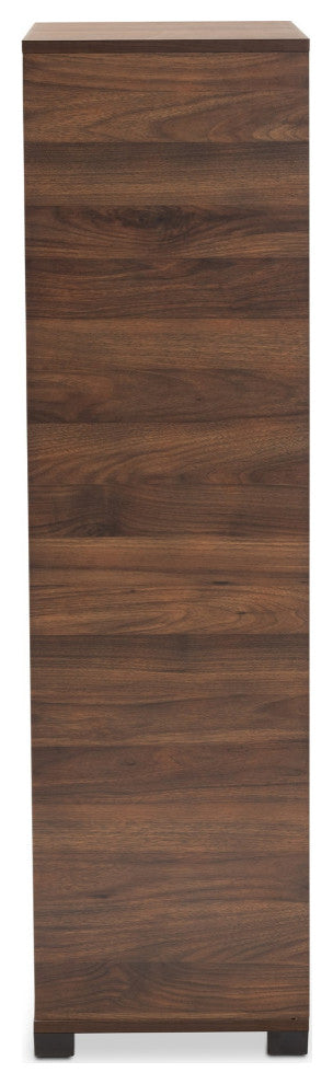 Raina Two-Tone Walnut Brown And Black Finished Wood 2-Door Shoe Storage Cabinet