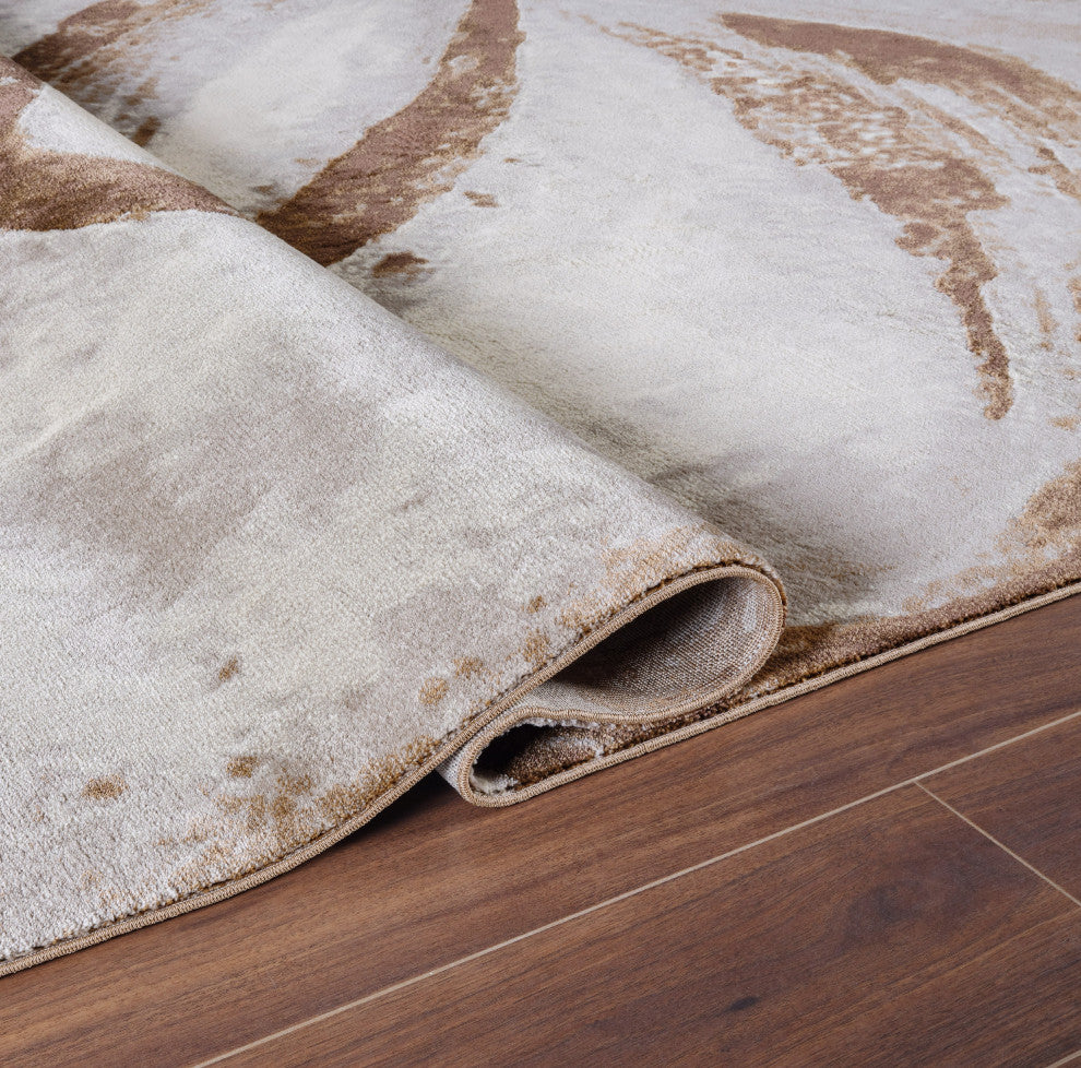 Damian Brown/Beige Rug, Brown, 2'7"x8' Runner