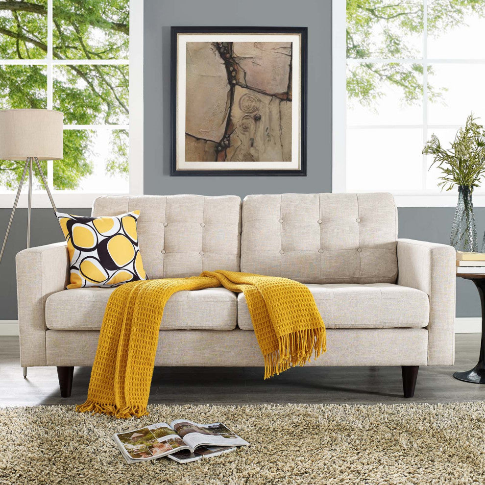 Beige Empress Upholstered Fabric Loveseat