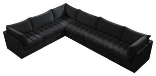 Jacob Velvet Upholstered 6-Piece L-Shaped Modular Sectional, Black