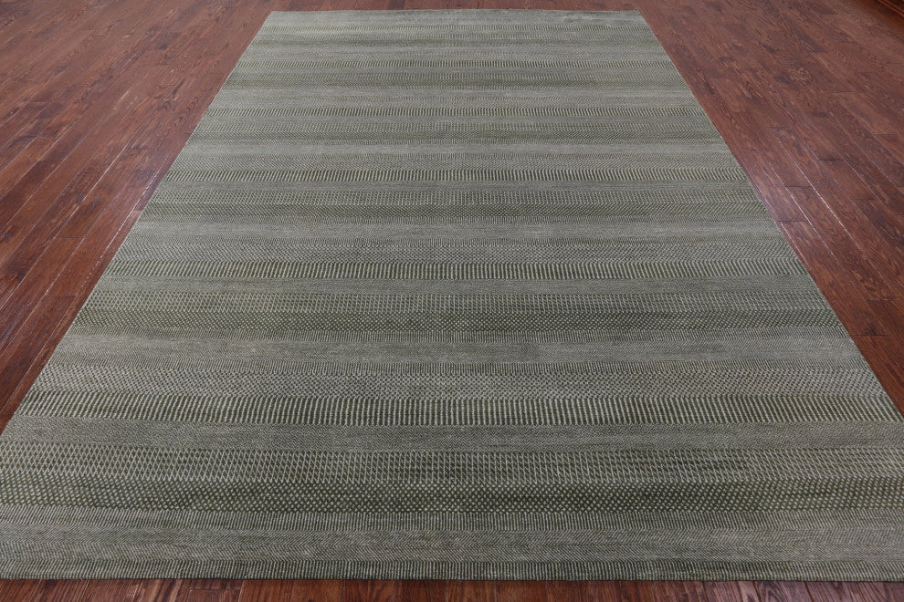 Savannah Grass Hand Knotted Wool and Silk Rug 9' 0" X 12' 3" Q12004