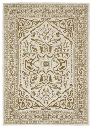 Iris Two-Tone Medallion Ivory/ Gold Area Rug 6'7" x 9'6"