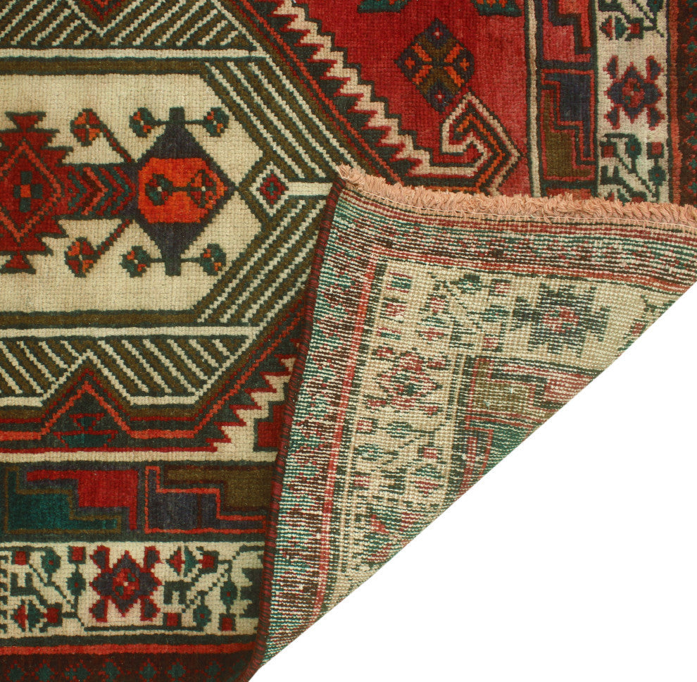 Fine Vintage Distressed Elizabet Burgundy/Ivory Runner, 3'3x10'7