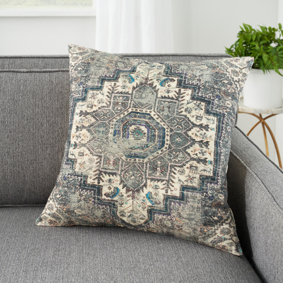 Nicole Curtis GT235 Throw Pillow, Grey/Multi, 20" X 20"