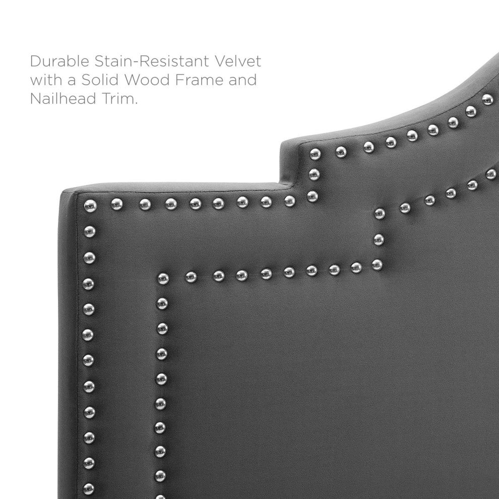 Lucia King/California King Performance Velvet Headboard-Charcoal