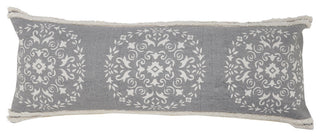 Casual Mandala Medallion Lumbar Pillow with Tufted Border