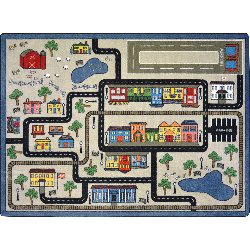 Kid Essentials Rug, Tiny Town, Pewter, 7'8"x10'9"