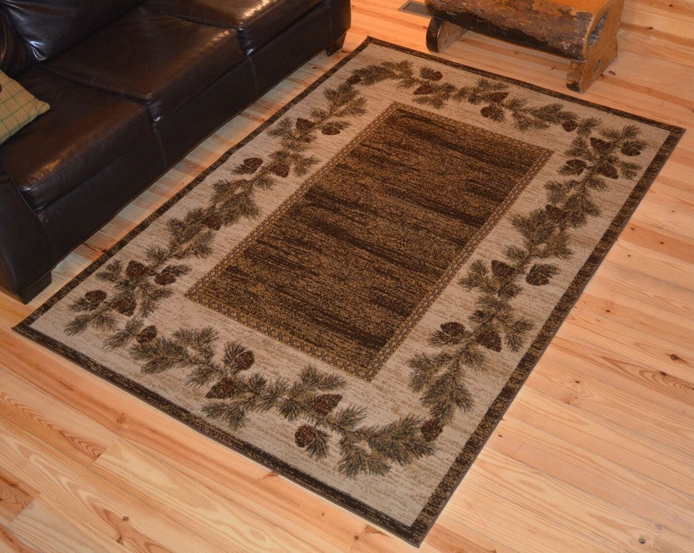 Hearthside Rustic Mountain View Brown Area Rug, 2'3"x7'7"