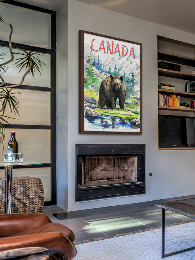 "Black Bear Canada" Framed Painting Print , 24x36