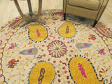 EORC Hand-tufted Wool Ivory Transitional Floral Paisley Rug, Rectangular