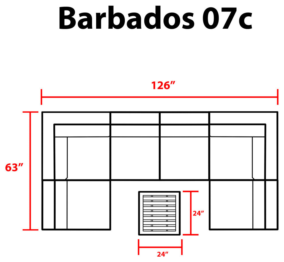 Barbados 7 Piece Outdoor Wicker Patio Furniture Set 07c Black