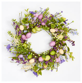 20" Artificial Easter Eggs And Foliage Wreath