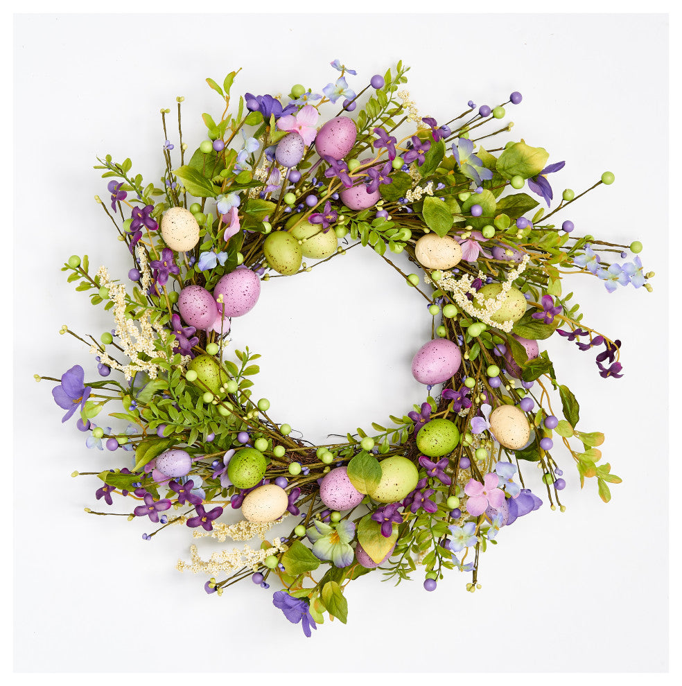 20" Artificial Easter Eggs And Foliage Wreath
