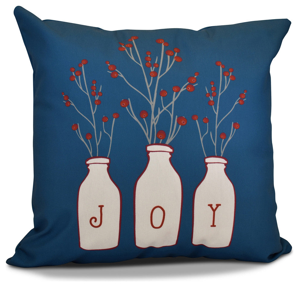 Decorative Holiday Pillow Floral Print, Teal, 26"x26"