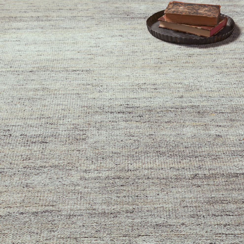Jaipur Living Origin Knotted Solid Area Rug, White and Light Gray, 8'x10'