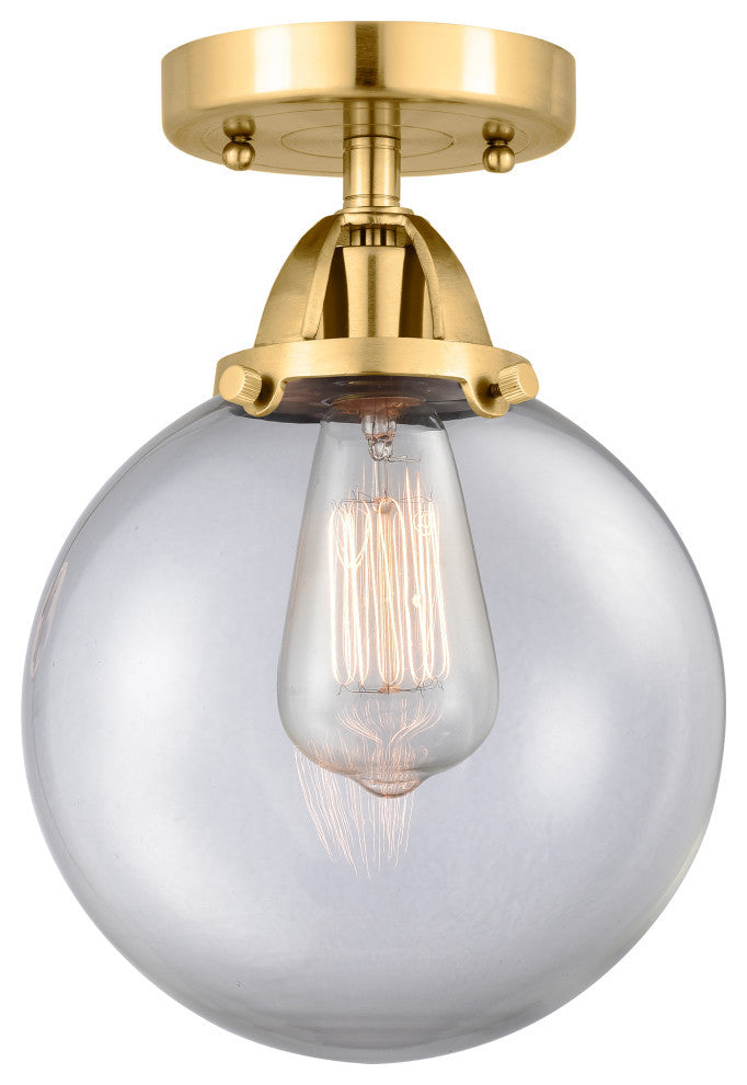 Beacon Semi-Flush Mount, Satin Gold, Clear, Clear