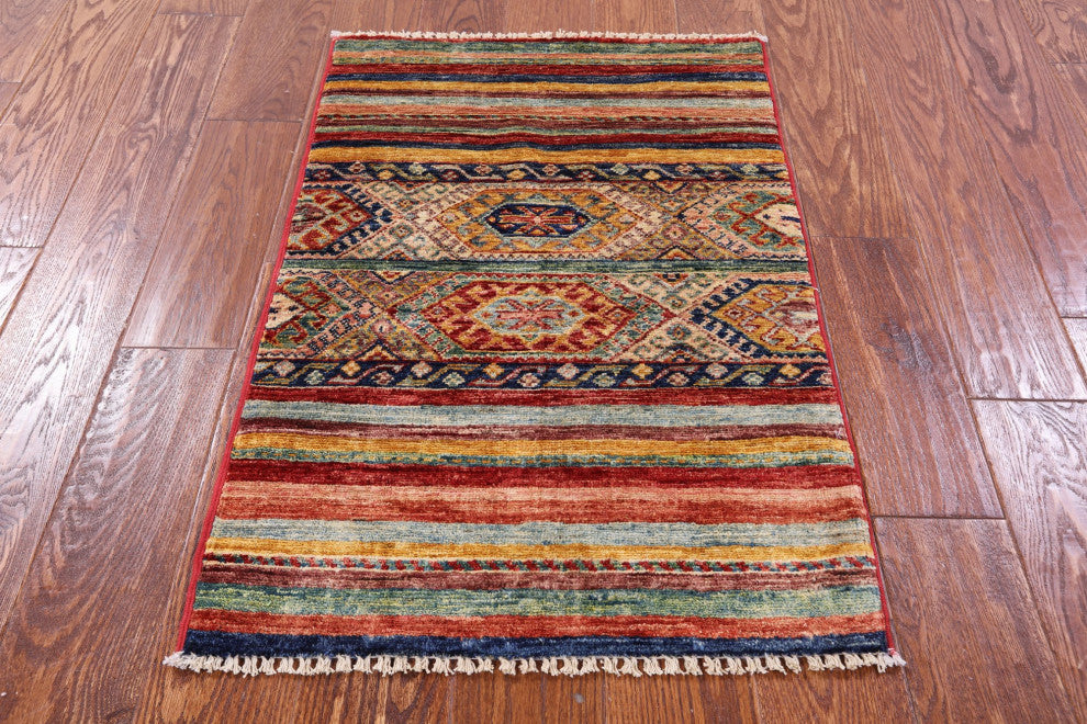 2' 0" X 3' 1" Super Kazak Khorjin Hand-Knotted Wool Rug Q10906