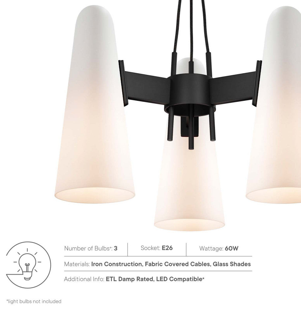 Beacon 3-Light Pendant Light, Opal Black