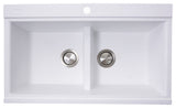 Nantucket Sinks Large Double Bowl Prep Station Topmount Granite Composite, White