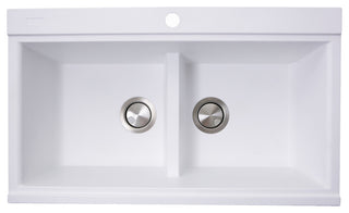 Nantucket Sinks Large Double Bowl Prep Station Topmount Granite Composite, White