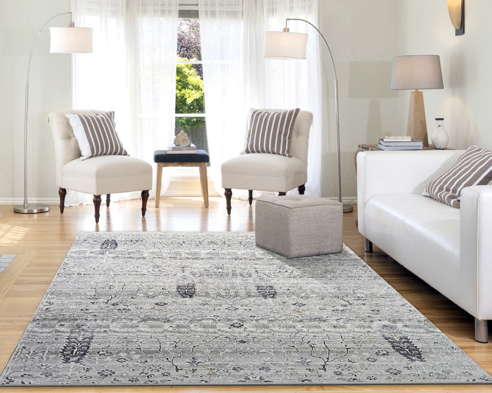 Dynamic Rugs Refine Shrink Poly Area Rug, Taupe Silver Gold, 7'x9'6"