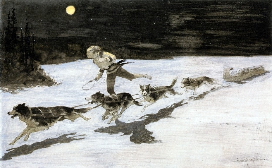 Frederic Remington Huskie Dogs on the Frozen Highway Wall Decal