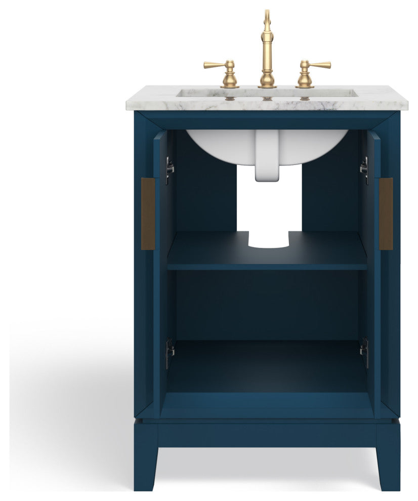 The Ezra Bathroom Vanity, Monarch Blue, 24", Single Sink, Freestanding