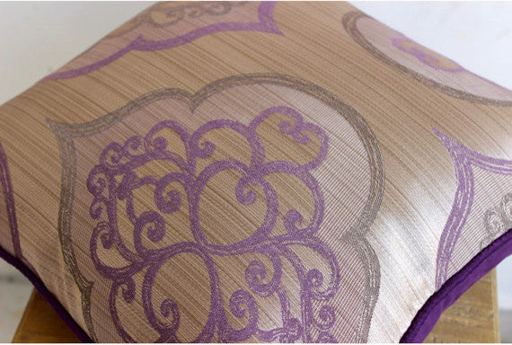 Luxury Damask Purple Shams, Art Silk 24"x24" Pillow Sham, Damask Purple Galore
