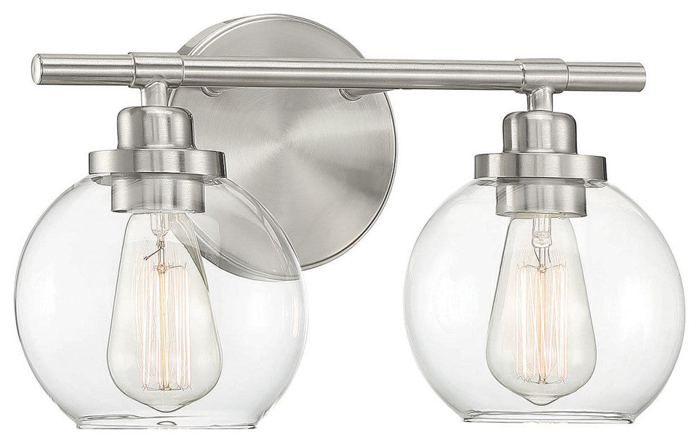 Carson Bathroom Vanity Light, Satin Nickel, 2-Light Bath