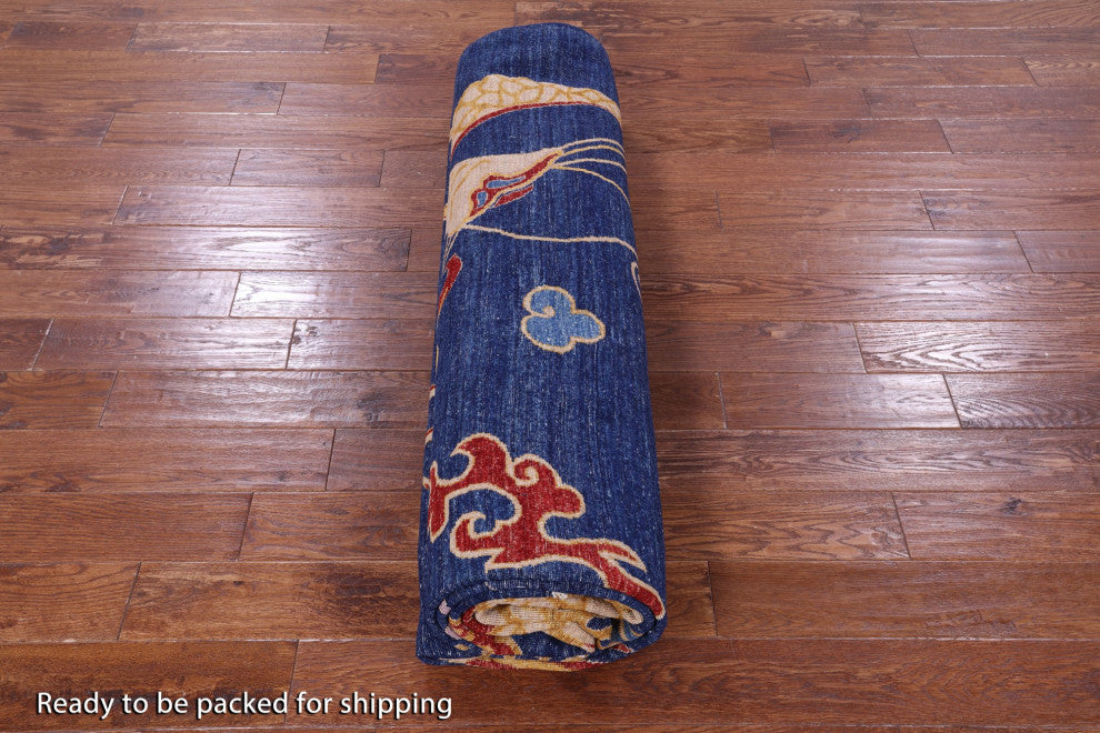 Dragon And Phoenix Design Handmade Rug 8' 10" X 11' 7" - Q12510