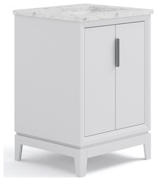 Elizabeth 24" Single Sink Carrara White Marble Vanity, Pure White