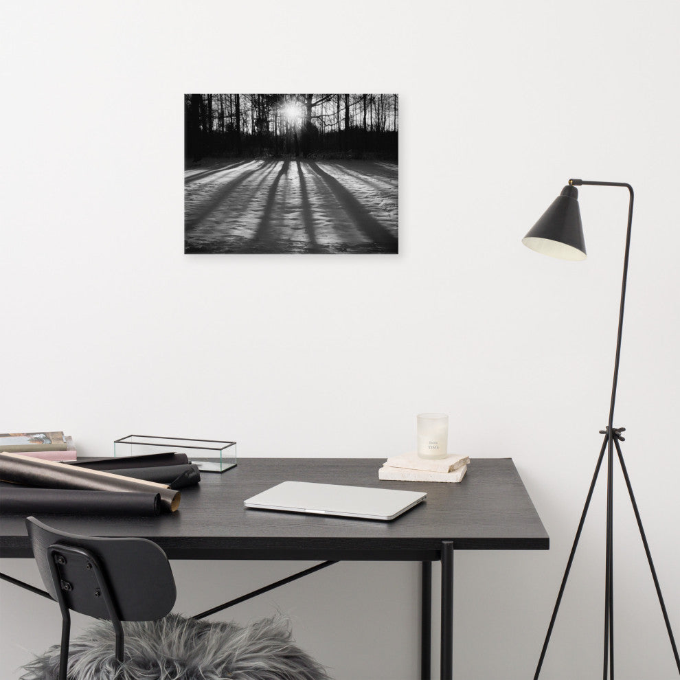Primitive Wall Decor: Black & White Canvas Photo Print Winter Shadows, 18" X 24"